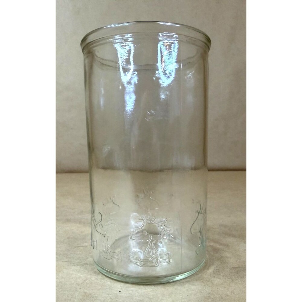 Smuckers Peanuts Jelly Jar Glass Woodstock Vintage Embossed Clear Tumbler 1965